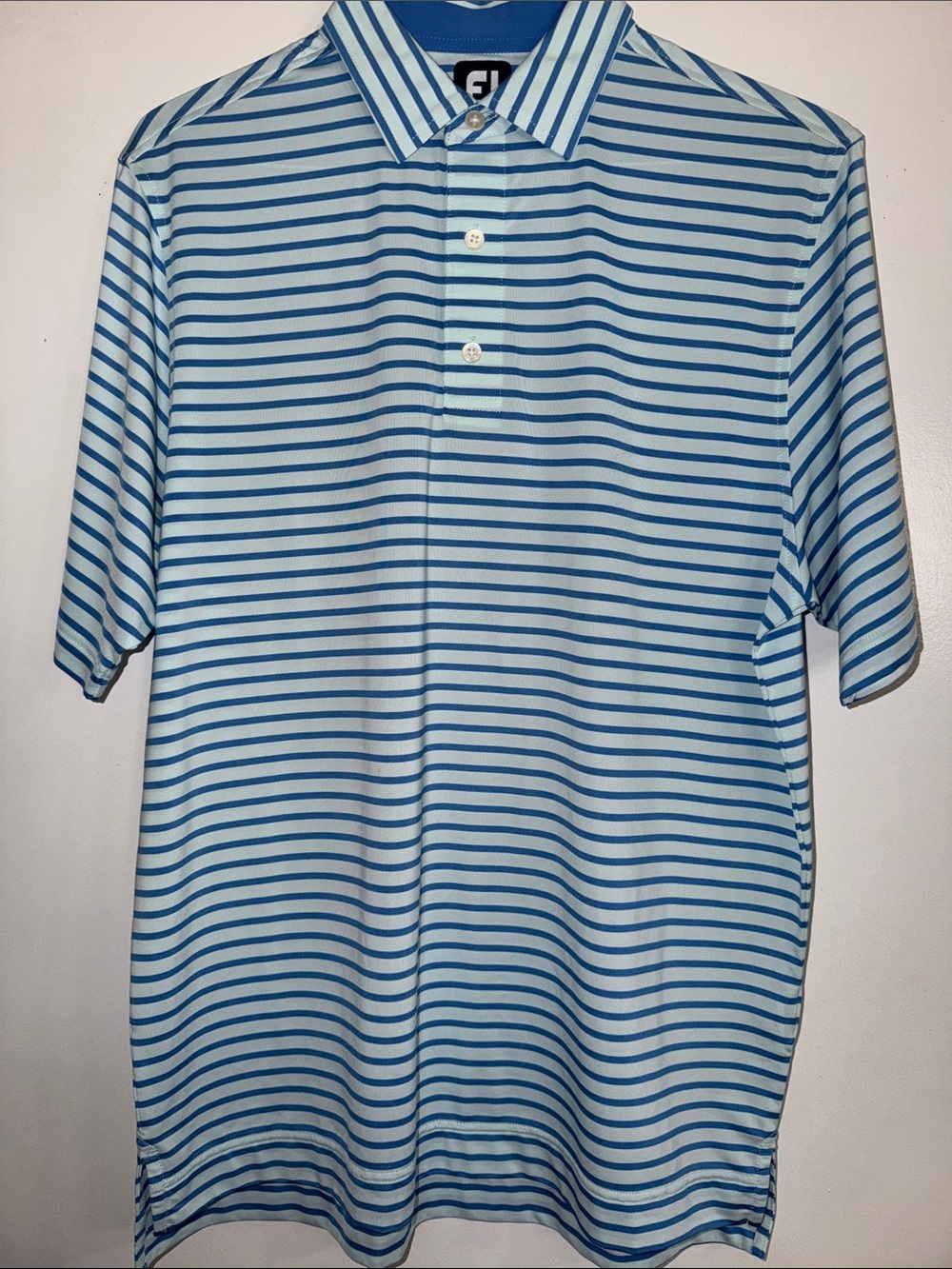 FootJoy Light Blue and Blue Striped Men's Polo